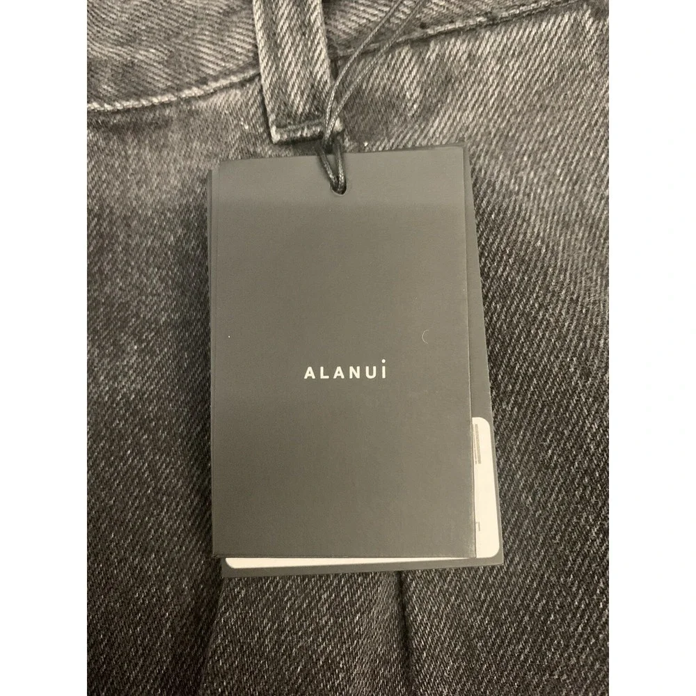 NWT Alanui Crochet Pockets Black Cargo Denim Gray Wash Jeans Size 26 x 30